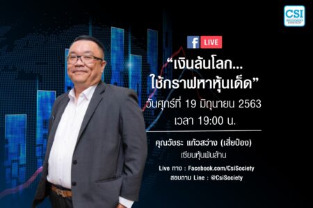 19 มิ.ย. 2563 “เงินล้นโลก… ใช้กราฟหาหุ้นเด็ด”  เสี่ยป๋อง (วัชระ แก้วสว่าง)