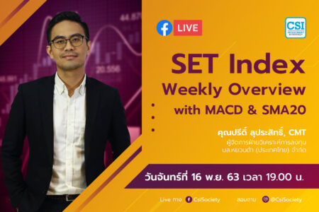 16 พ.ย. 2563 “SET Index Weekly Overview with MACD & SMA20” อจ. ปรีด์ CMT จาก บล. หยวนต้า